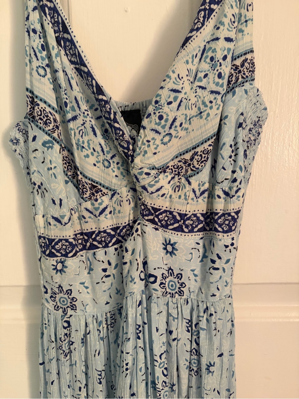 Angie Light Blue and Navy Printed Maxi Dress - Picture 2 of 5
